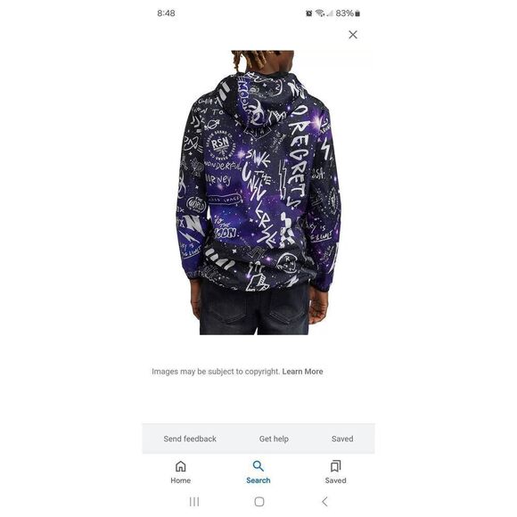 New Med Reason Galaxy Hoodie Mesh Line Anorak Jacket Windbreaker Purple Black - Picture 2 of 5